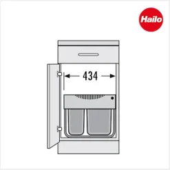 Hailo Abfallsammler 30 Liter 3644702 TR Swing Raumspar-Tandem-S grau für Spülenunterschrank
