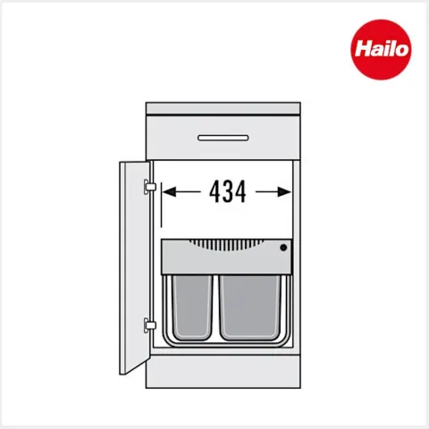 Hailo Abfallsammler 30 Liter 3644702 TR Swing Raumspar-Tandem-S grau für Spülenunterschrank