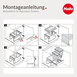 Hailo Abfallsammler 30 Liter 3644702 TR Swing Raumspar-Tandem-S grau für Spülenunterschrank