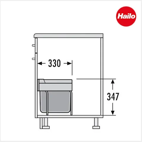 Hailo Abfallsammler 30 Liter 3644702 TR Swing Raumspar-Tandem-S grau für Spülenunterschrank
