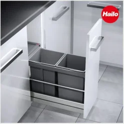 Hailo Abfallsammler 3669001 Tandem 30 Liter dunkelgrau für 30 cm Frontauszug