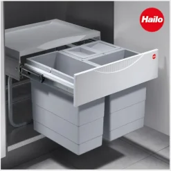 Hailo Abfallsammler 3644732 TR Swing Raumspar Tandem S 2x8,5+12 L Einbaumülleimer signalgrau