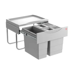 Hailo Abfallsammler 3644732 TR Swing Raumspar Tandem S 2x8,5+12 L Einbaumülleimer signalgrau