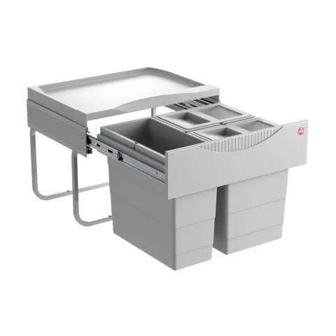 Hailo Abfallsammler 3644732 TR Swing Raumspar Tandem S 2x8,5+12 L Einbaumülleimer signalgrau