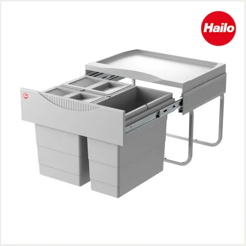 Hailo Abfallsammler 3644732 TR Swing Raumspar Tandem S 2x8,5+12 L Einbaumülleimer signalgrau
