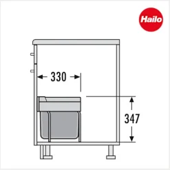 Hailo Abfallsammler 3644732 TR Swing Raumspar Tandem S 2x8,5+12 L Einbaumülleimer signalgrau
