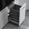 Hailo Abfallsammler 10000221 Triple XL Einbau-Abfalleinsatz 55 L Kunststoff/Metall dunkelgrau für 45 cm Schubkasten