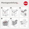 Hailo Abfallsammler Tandem 2x15 Liter Mülltrennsystem Kunststoff Küchenschrank Einbau mit Sparschäler