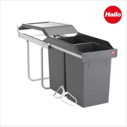 Hailo Abfallsammler Tandem 2x15 Liter Mülltrennsystem Kunststoff Küchenschrank Einbau mit Sparschäler