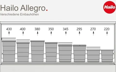 HAILO Allegro 3201612 Abfallsammler Einsatz 28 L Kunststoff hellgrau für 60 cm Auszug