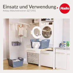 Hailo Anbau Wäschetrockner 3271901 klappbar 525 x 820 x 300 mm Metall weiß für 60 cm Schrank
