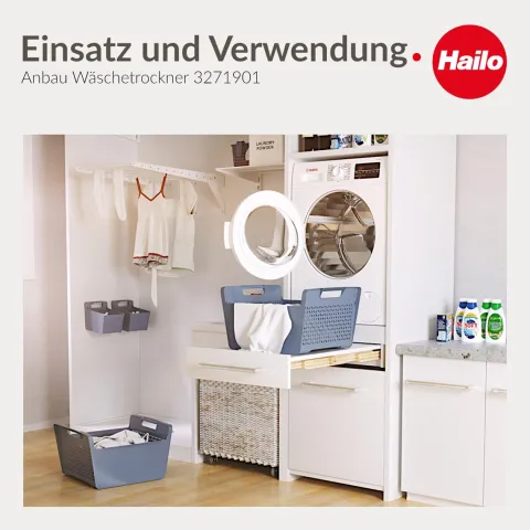 Hailo Anbau Wäschetrockner 3271901 klappbar 525 x 820 x 300 mm Metall weiß für 60 cm Schrank