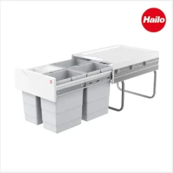 Hailo AS 3643141 Raumspar Tandem Abfallsammler 32 l hellgrau für Drehtür