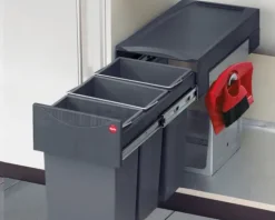 Hailo AS Terzett 3666133 Abfallsammler 3 x 10 L Kunststoff/Metall mit Kehrset