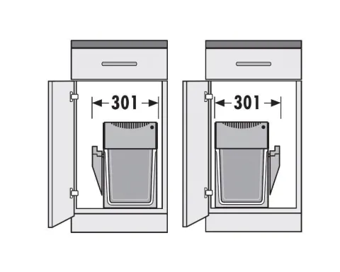 Hailo AS Terzett 3666133 Abfallsammler 3 x 10 L Kunststoff/Metall mit Kehrset