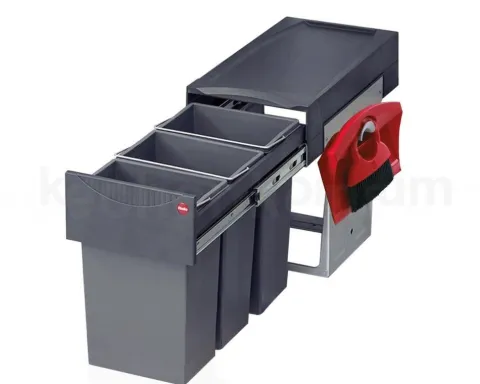 Hailo AS Terzett 3666133 Abfallsammler 3 x 10 L Kunststoff/Metall mit Kehrset