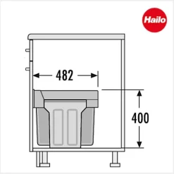 Hailo Einbau-Abfallsammler 30 L 3666841 Metall/Kunststoff hellgrau für Drehtürschrank