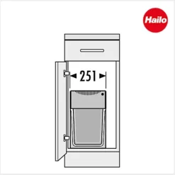 Hailo Einbau-Abfallsammler 30 L 3666841 Metall/Kunststoff hellgrau für Drehtürschrank