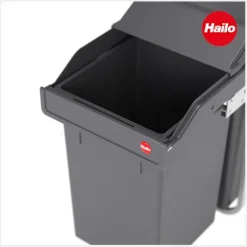 HAILO Einbau-Abfallsammler 2x15 L 3650102 AS Tandem Mülltrennsystem Kunststoff dunkelgrau Küchenunterschrank
