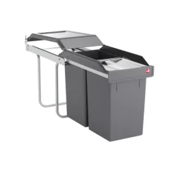 HAILO Einbau-Abfallsammler 2x15 L 3650102 AS Tandem Mülltrennsystem Kunststoff dunkelgrau Küchenunterschrank