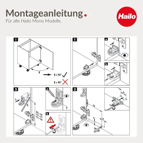 Hailo Einbau-Abfallsammler 12 L 3512031 Edelstahl/schwarz schwenkbar für Drehtürschrank