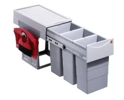 Hailo Einbau-Abfallsammler 30 L 3666831 Metall/Kunststoff hellgrau für Drehtürschrank