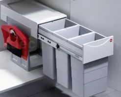Hailo Einbau-Abfallsammler 30 L 3666831 Metall/Kunststoff hellgrau für Drehtürschrank