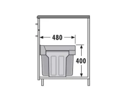 Hailo Einbau-Abfallsammler 30 L 3666831 Metall/Kunststoff hellgrau für Drehtürschrank