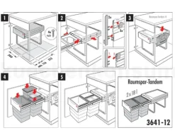 Hailo Einbau-Abfallsammler 34 L 3642531 Metall/Kunststoff dunkelgrau für Drehtürschrank