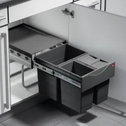 Hailo Einbau-Abfallsammler 34 L 3642531 Metall/Kunststoff dunkelgrau für Drehtürschrank