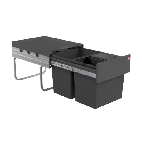 Hailo Einbau-Abfallsammler 34 L 3642531 Metall/Kunststoff dunkelgrau für Drehtürschrank