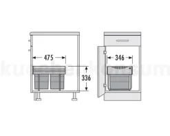 Hailo Einbau-Abfallsammler 34 L 3642531 Metall/Kunststoff dunkelgrau für Drehtürschrank