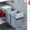 Hailo Einbau-Abfallsammler 30 L AS 3666801 Metall/Kunststoff hellgrau für Drehtürschrank