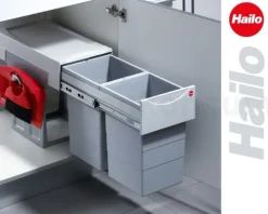 Hailo Einbau-Abfallsammler 30 L AS 3666801 Metall/Kunststoff hellgrau für Drehtürschrank