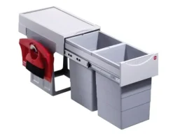Hailo Einbau-Abfallsammler 30 L AS 3666801 Metall/Kunststoff hellgrau für Drehtürschrank