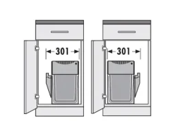 Hailo Einbau-Abfallsammler 30 L AS 3666801 Metall/Kunststoff hellgrau für Drehtürschrank