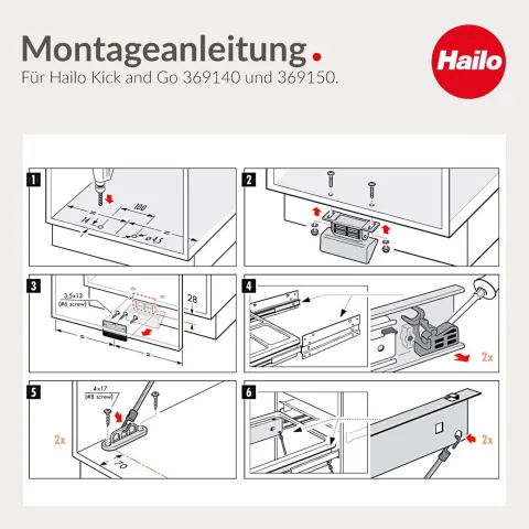 Hailo Fußpedal 3691501 Kick and Go Türöffner Euro Cargo mechanisch Edelstahloptik