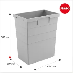 Hailo Inneneimer 1222569 hellgrau 42 Liter Kunststoff Ersatzbehälter