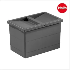 Hailo Inneneimer 14 L 1136309 Kunststoff dunkelgrau mit Deckel und 2 Henkeln