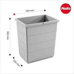HAILO Inneneimer 20 L 1122239 Zargen Cargo Ersatzbehälter Kunststoff hellgrau hoher Boden mit Deckel