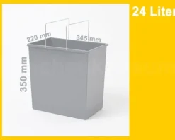 Hailo Inneneimer 24 Liter 1050209 Einsatz Kunststoff dunkelgrau mit Deckel Küchenschrank Müllsystem