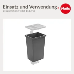 Hailo Inneneimer 13 Liter 1220359 Ersatzeimer Kunststoff basaltgrau mit Deckel für Cargo-Synchro