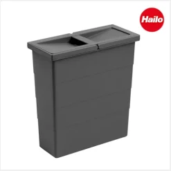 Hailo Inneneimer 1134669 mit Deckel 12 Liter Kunststoff dunkelgrau 320 x 141 x 350 mm