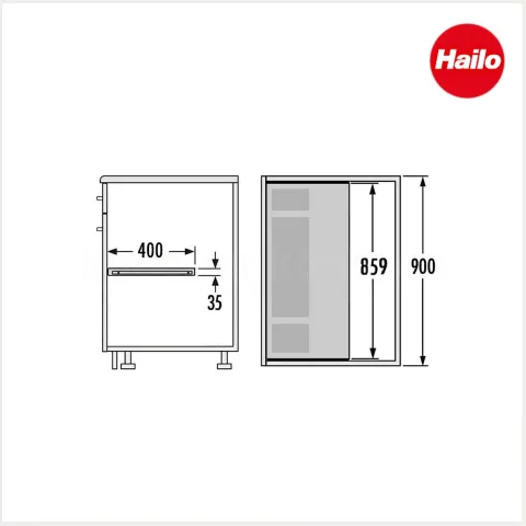 Hailo Multideckel 1109758 Tablarboden Kunststoff/Stahl Grau für 90 cm Unterschrank