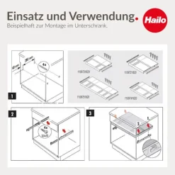 Hailo Multideckel 1109758 Tablarboden Kunststoff/Stahl Grau für 90 cm Unterschrank