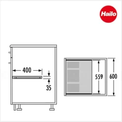 Hailo Multideckel 1225368 Tablarboden dunkelgrau mit Auszugschiene für 60 cm Schrank