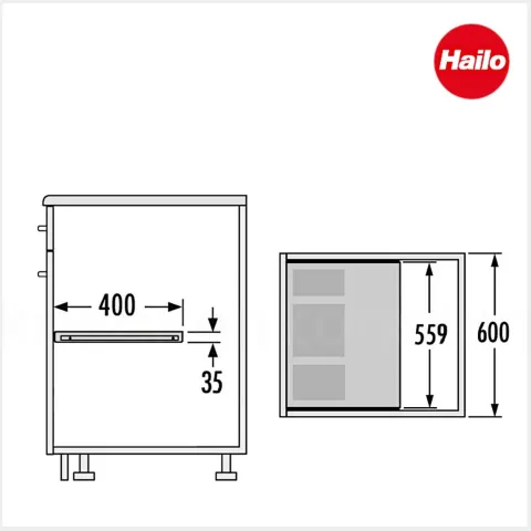 Hailo Multideckel 1225368 Tablarboden dunkelgrau mit Auszugschiene für 60 cm Schrank
