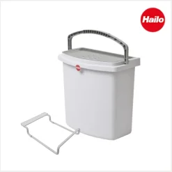 Hailo Multifunktionseimer 12 l 1068099 Kunststoff hellgrau mit Deckel und Wandhalter für Küche Bad Reinigung