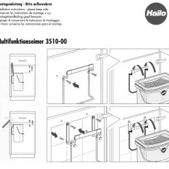 Hailo Multifunktionseimer 12 l 1068099 Kunststoff hellgrau mit Deckel und Wandhalter für Küche Bad Reinigung