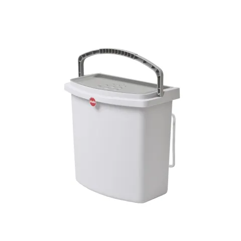 Hailo Multifunktionseimer 12 l 1068099 Kunststoff hellgrau mit Deckel und Wandhalter für Küche Bad Reinigung